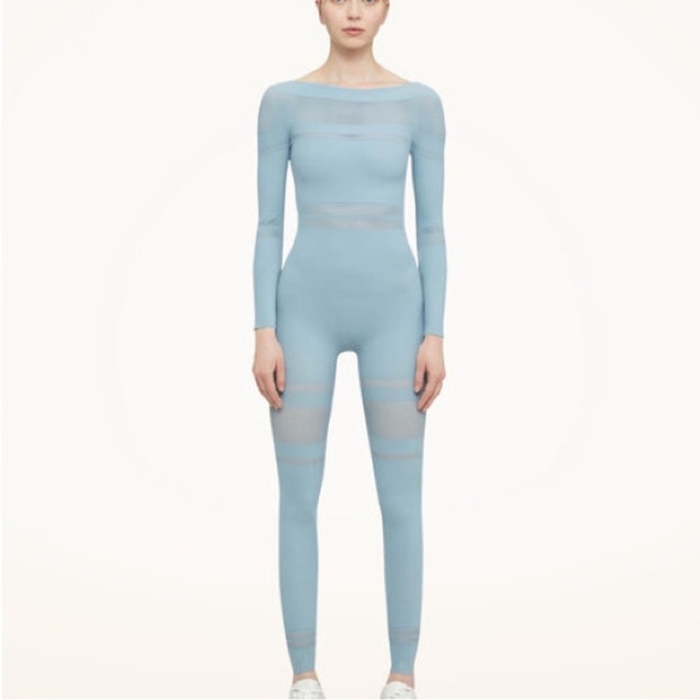 WOLFORD NET LINES JUMPSUIT - Sky blue - new without tag - never worn